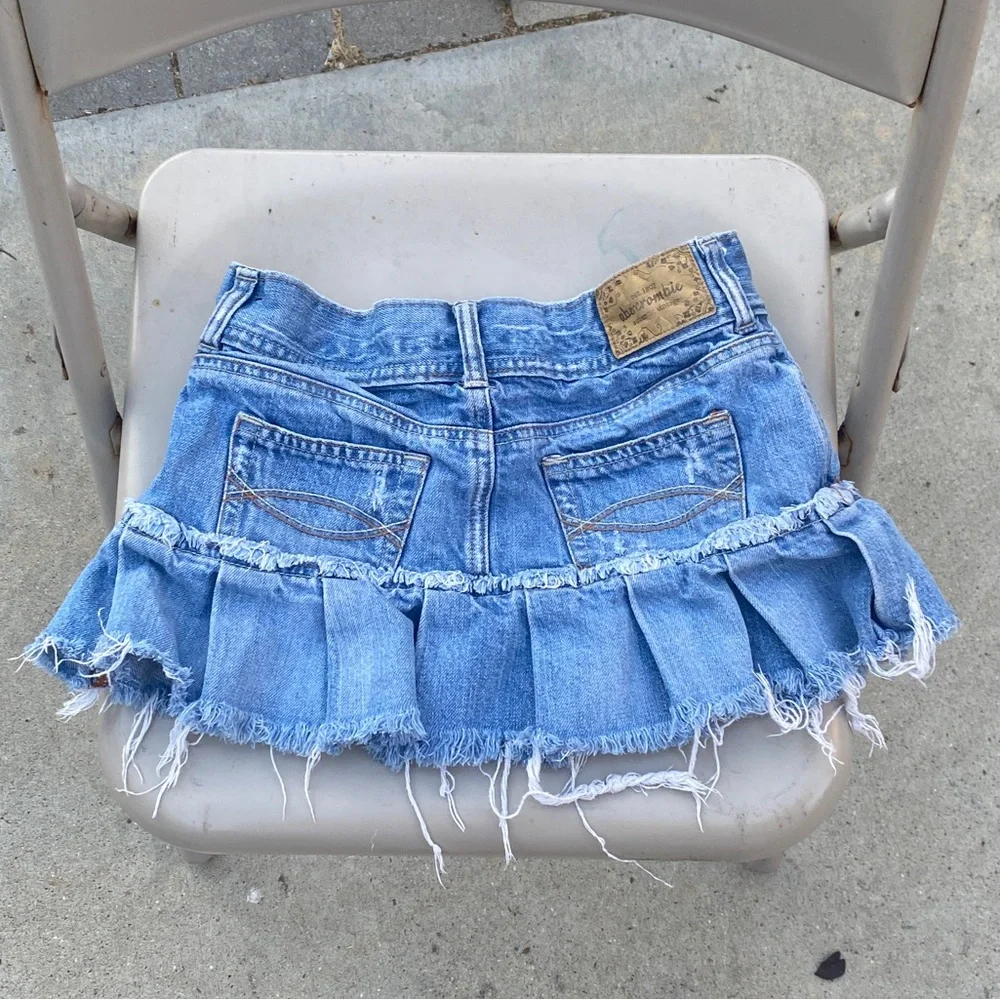 Blue Denim Ruffle Mini Skirt - Picture 1 of 2